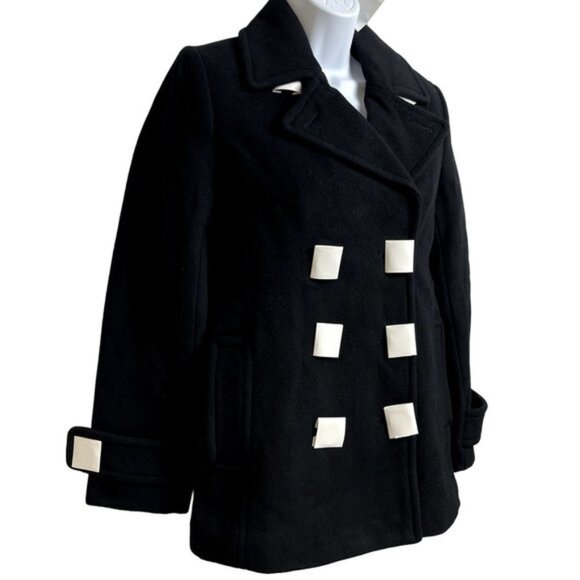 Land's End‎ Womens Insulated Peacoat Coat Size 2P Wool Cashmere Blend Black NWT - Picture 2 of 14